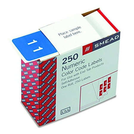 Smead 67421 Single Digit End Tab Labels Number 1 Light Blue 250/Roll